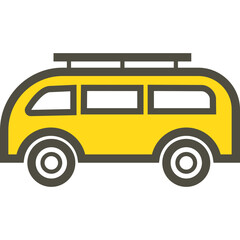 Yellow travel van icon