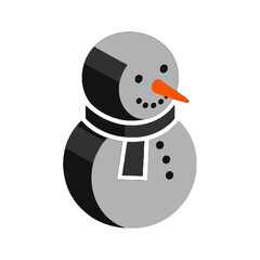 Vector art of stylized 3d snowman with a carrot nose, coal eyes, and a scarf