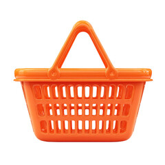 Small, bright orange plastic shopping basket