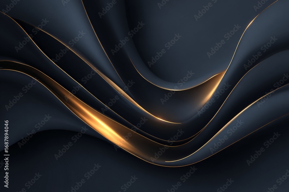 Aufkleber elegant wave patterns with golden accents create a sophisticated design in a dark background space