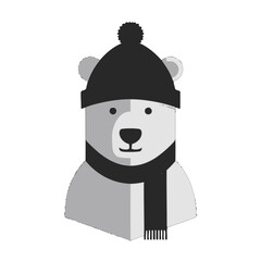 Vector art of cute polar bear wearing a winter hat and scarf