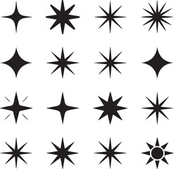 Collection of Star Icons in Vector Format with Various Point Counts and Styles for Design and Decoration Projects