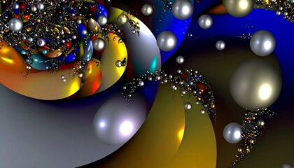Abstract spiral design with orbs and colors