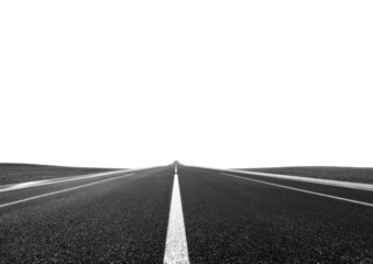 A grayscale highway stretching into the distance, disappearing into a dark background.  A white center line marks the road's path