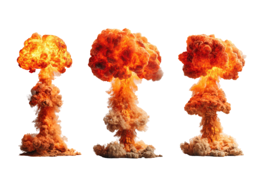 Three sequential atomic bomb explosions