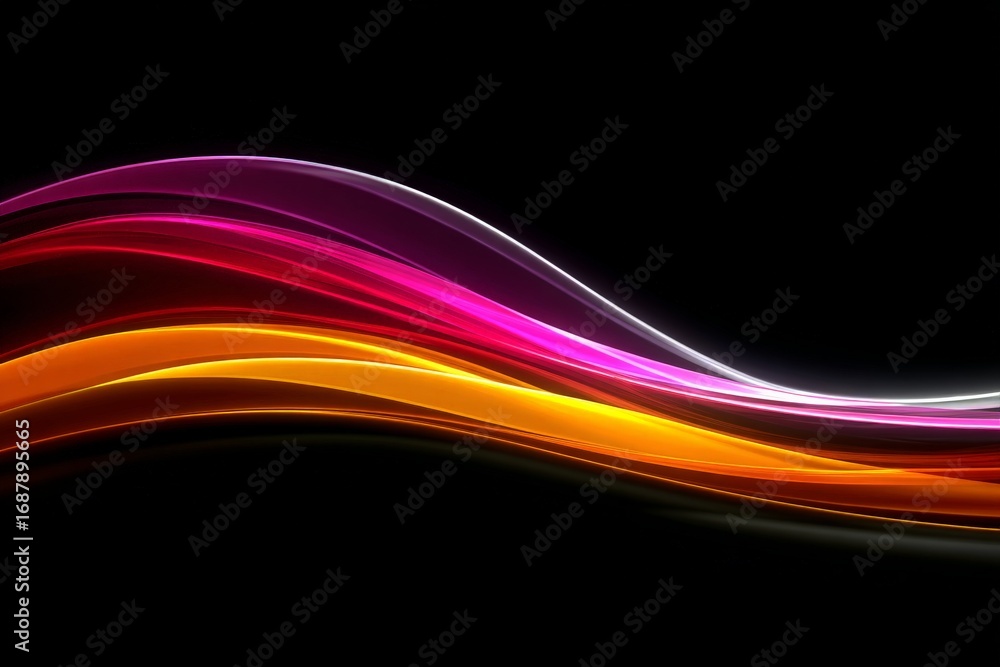 Aufkleber colorful wave patterns create a striking visual display in a dark background environment with smooth