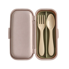 Peach Cutlery Set in Case, isolated on transparent background