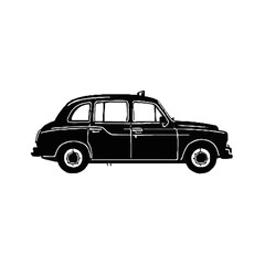 Vector art of classic black london taxi cab, iconic british vehicle