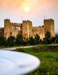 Ancient stone castle at dawn