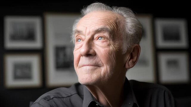 Wise Old Man Deep in Thought Looking Steadfastly into the Distance