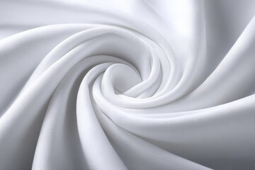Soft white fabric draping in elegant swirl pattern highlighting texture and shine in a well-lit setting