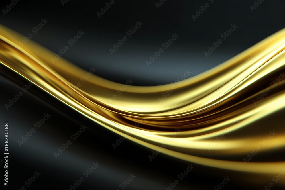 Poster elegant golden waves flow smoothly against a dark backdrop showcasing rich textures and reflections 