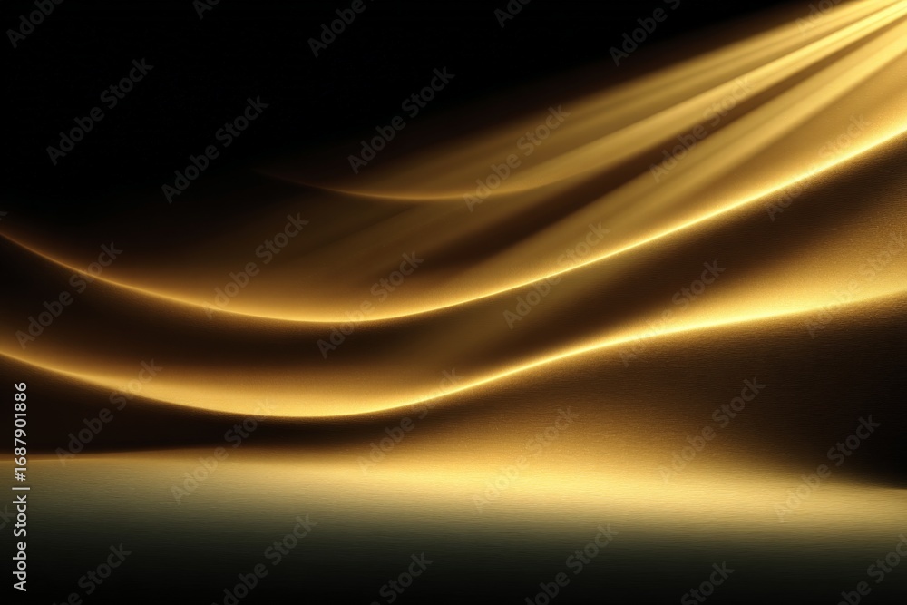 Poster gentle golden waves of light create an abstract display in a dark setting during evening hours