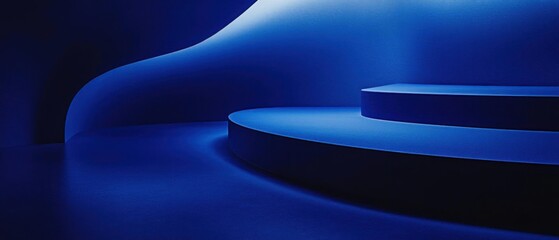 Envision Abstract Blue Steps And Platform with Minimalist Concept.