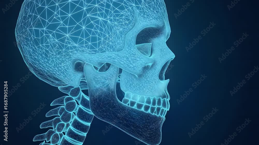 Aufkleber 3d digital skeleton visualization with neural network design and effects