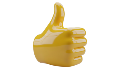 Yellow Thumbs Up Hand Gesture on Transparent Background Approval Icon