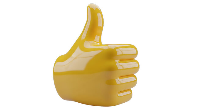 Yellow Thumbs Up Hand Gesture on Transparent Background Approval Icon