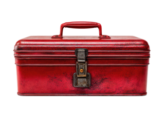 Red metal toolbox, front view (2)