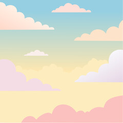 Obraz premium Pastel Abstract Watercolor Background Featuring Vanilla Sky and Clouds, Vibrant Color Palette, Artistic Illustration.