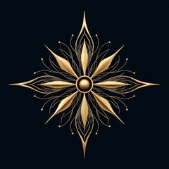 Elegant Gold Floral Mandala Design on Dark Background for Modern Decor