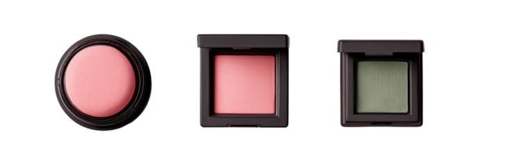 Three compact blush/eyeshadow palettes in various shades