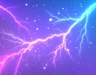 Colorful abstract lightning bolts against a starry night sky
