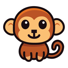 Cute Cartoon Monkey Mascot with Big Eyes and Smile
