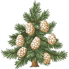 A fresh, juicy pineapple with green leaves and a pine cone sits on a white background