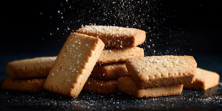 Aberffraw biscuits shortbread on dark background