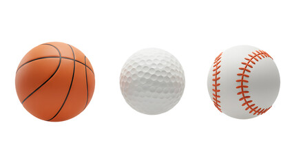 Three Sport Balls Basketball Golf Baseball Isolated Transparent PNG