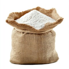 An isolated sack of burlap coffee beans on a white background