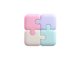 Four pastel-colored puzzle pieces forming a square (1)