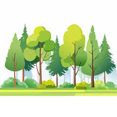 watercolor forest or tree side view isolated on white background for landscape plan and architecture layout drawing, elements for environment and .