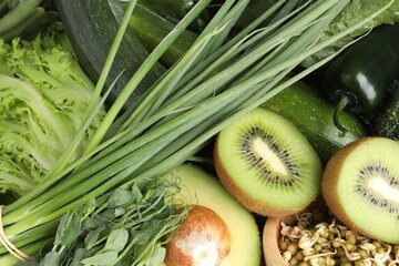 Superfood. Healthy food products as background, top view