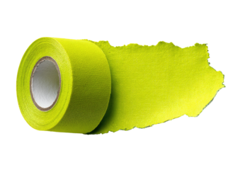 Bright yellow tape roll unfurling