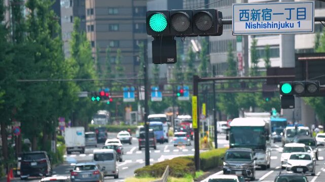 [Weather Phenomena] The Footage where the extreme heat causes the air to shimmer and distort the view. Tokyo arterial road during a heatwave.