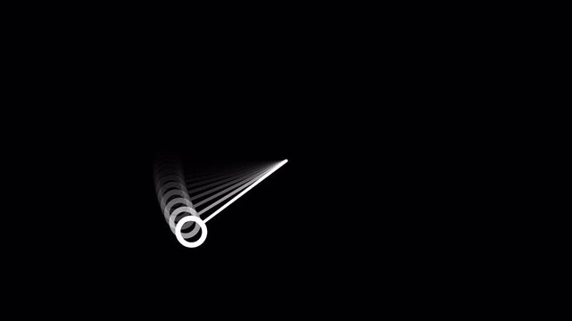Animation of a schematic white pendulum swinging endlessly on a transparent background. Foucault pendulum. Swinging pendulum logo. Alpha channel.