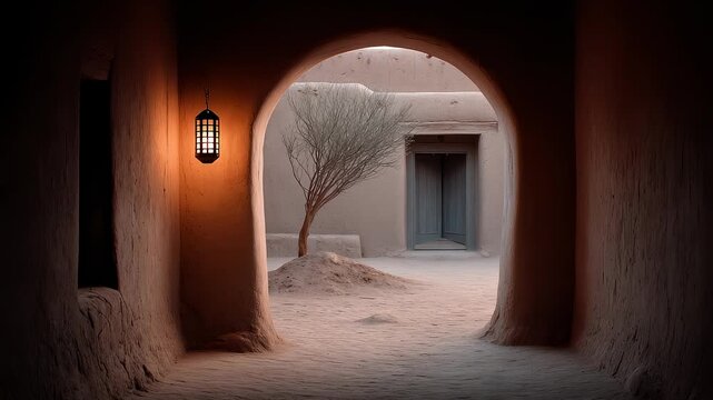 Tranquil Corner of Desert Ancient City Architecture