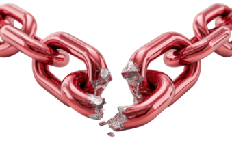 A broken, rose-gold chain.  The links are fragmented, with a shattered look