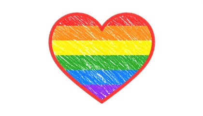 Rainbow heart with textured lines