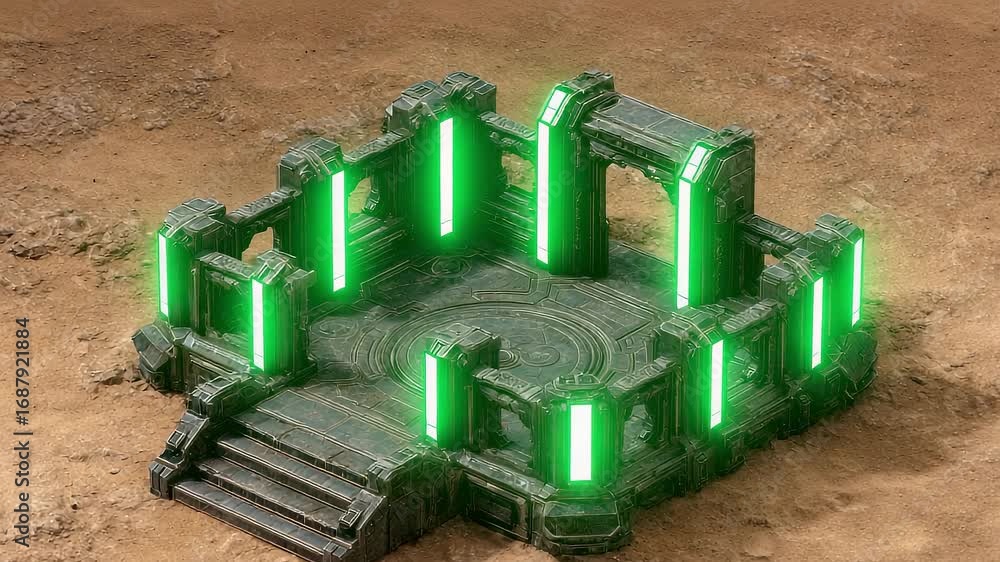 Poster futuristic tech building structure sci-fi space