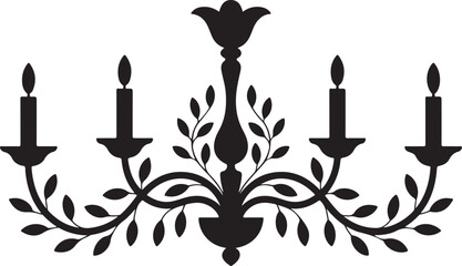 Elegant Candelabra Silhouette with Floral Accents for Decorative and Ornamental Graphic Projects Vector