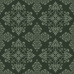Abstract damask seamless pattern, vintage exquisite floral baroque template. Design for wallpaper, texture, fabric, textile, clothing, wrapping, background, carpet, curtain, cushion and decoration.