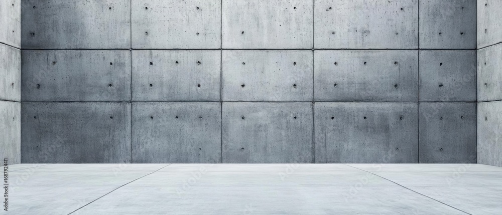 Poster observe gray wall panels for minimalist, with a simple background concept.
