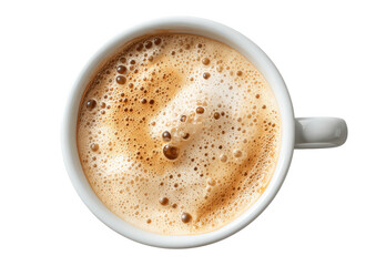 Obraz premium Overhead view of a cup of coffee with a creamy frothy top