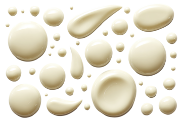 Creamy, smooth blobs, various shapes, light beige