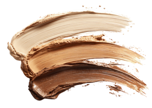 Swirls of creamy, light to medium-brown makeup foundation swatches