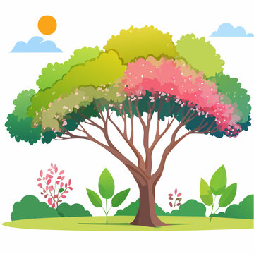 colorful tree sunny day cartoon clip art preview
