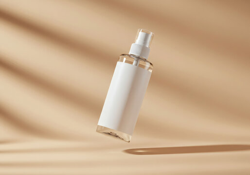 Cosmetic bottle mockup, white background, professional photographer quality, AI-generated - Powered by Adobe