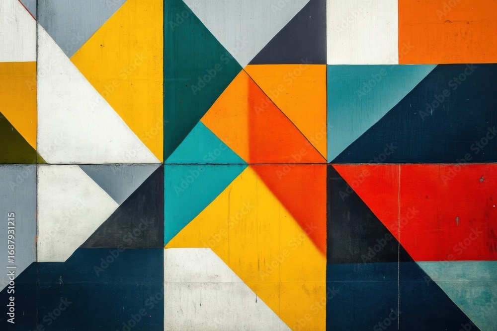 Poster capture geometric design with vivid colors and painted patterns themes.